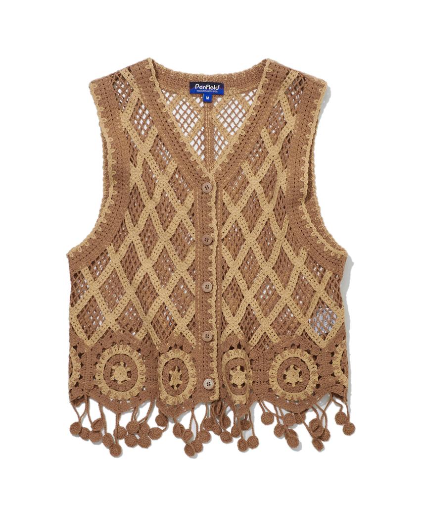 PENFIELD Western Color Block Point Knit Vest Cardigan Brown_Fs2Ne67F