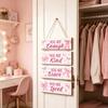 Pink Bow Inspirational Wall Decor Positive Affirmations Wall Art Wooden Hanging Plaque Sign for Teen Girls Room Nursery Bedroom Decor