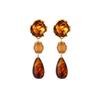 Silver Needle Caramel Amber Geometric Water Drop Earrings - European & American Retro High-End Trend 