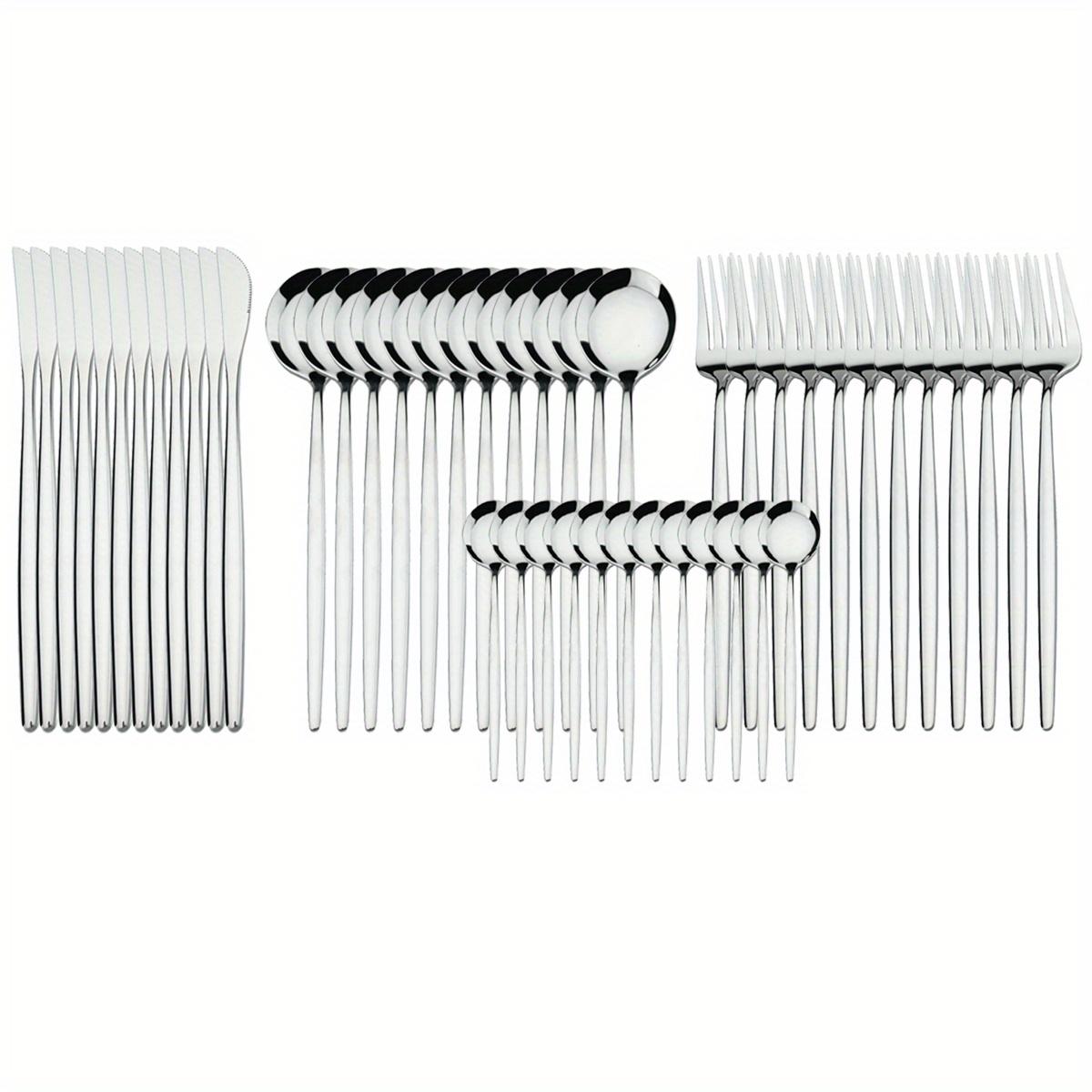 

Набор столовых приборов из нержавеющей стали, 48/72 предметов - Премиальные столовые приборы в западном стиле с зеркальной полировкой, большой набор, плоская ручка, прочная конструкция 48pieces for 12