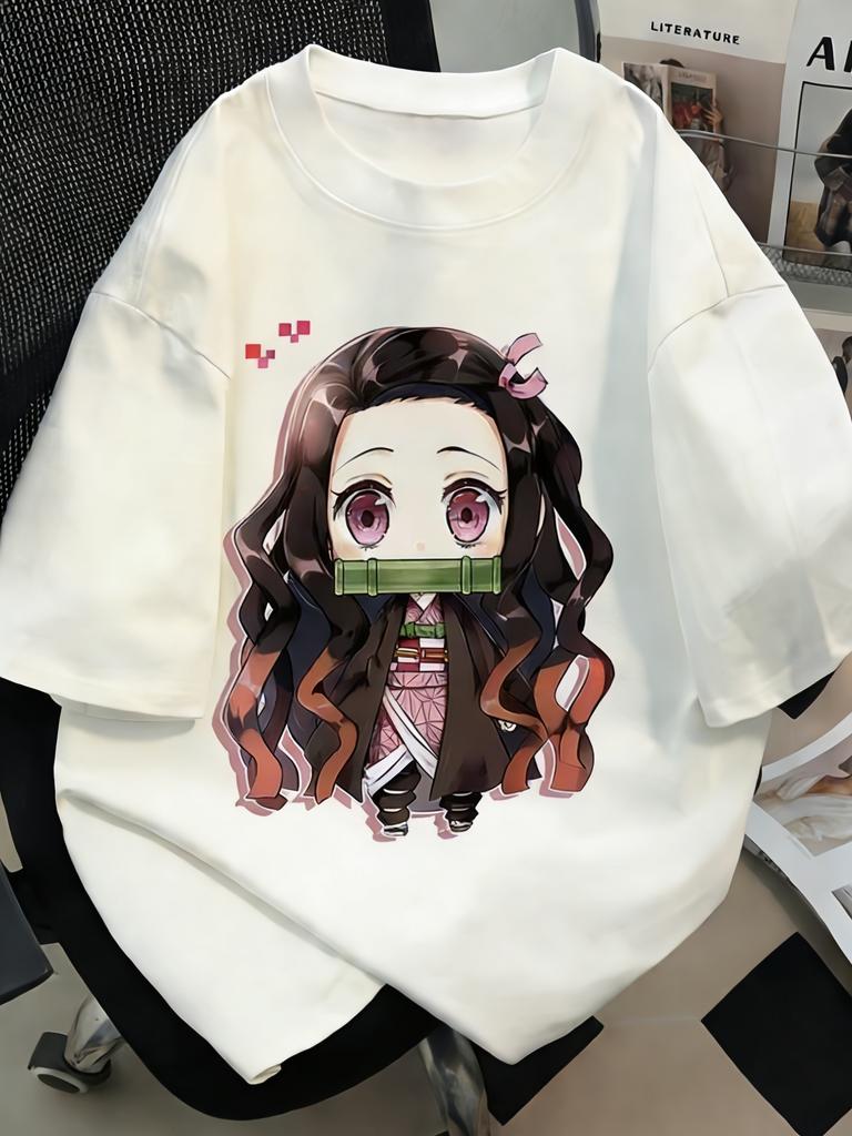 Plus Size Summer Demon Slayer Anime Printed Unisex Women Tshirt Casual Parent Child Tops Fashion Harajuku StyleY2K Street Wear