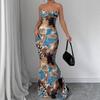 Summer New European and American Women's Clothing Sexy Tube Top Strap Backless Long Dress Fashionable Sexy Dress Women