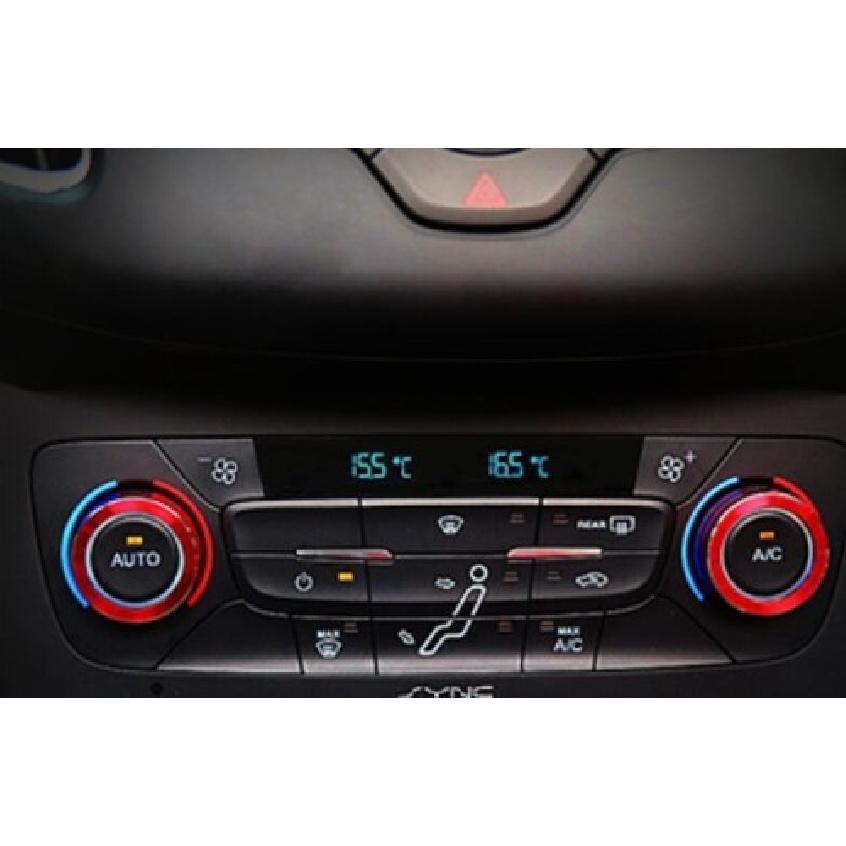 Middle Console Fit For Ford Focus 2015-2018 Aluminum Red 2PCS AC Knob Cover Trim
