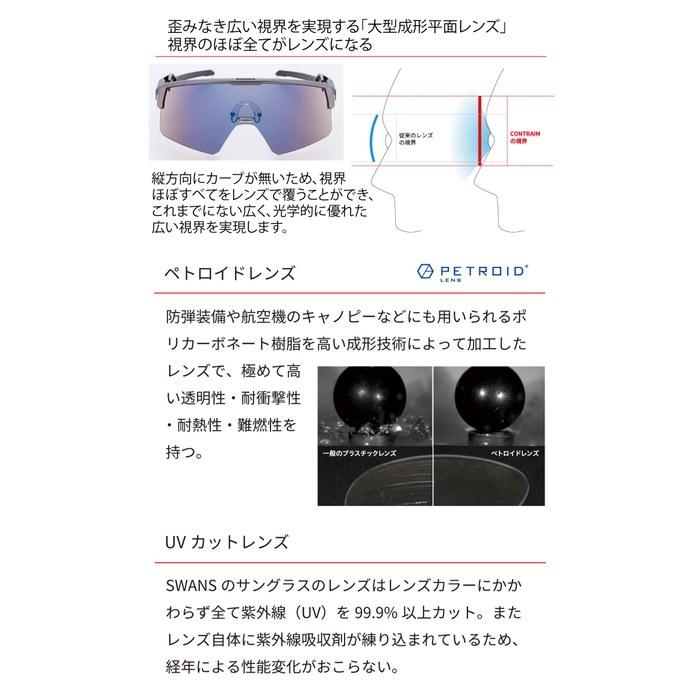Swans Made in Japan Sports Sunglasses Golf Mirror Anti-Reflective Coating Large Lens Contraim CR-3901 GMR Blue Mirror/Smoke.