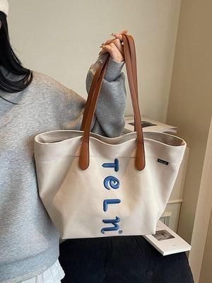 2025 Harajuku Bestickte Canvas-Tasche - Vielseitige Schultertasche mit großem Fassungsvermögen für Damen