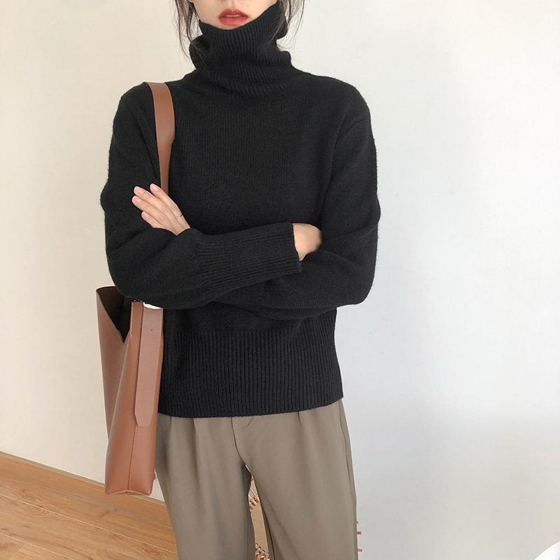 Autumn and Winter New Turtleneck Pullovers Sweaters for Women Fashion Loose Long Sleeve Knitted Sweater for Women Casual Elegant Warm Knitwears 25344