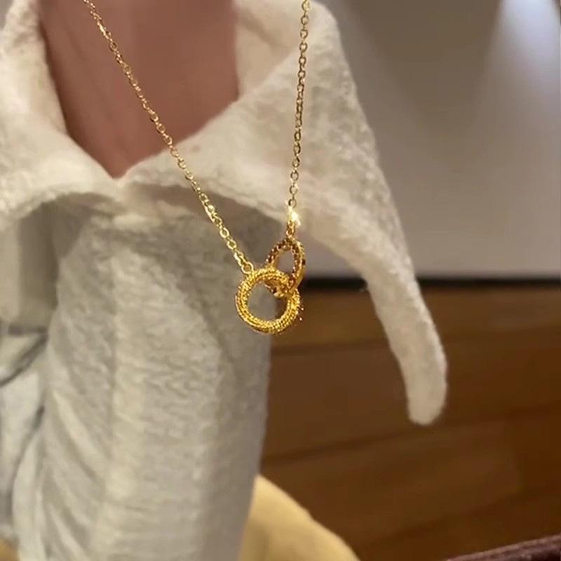 

Gold-Tone Crushed Ice Interlocking Ring Necklace, 925 Sterling Silver (2025)