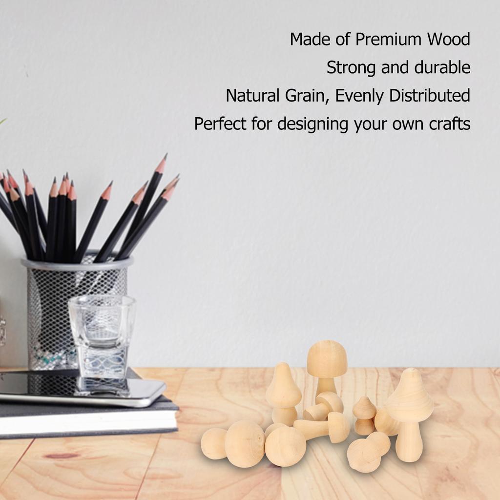 Mushroom Crafts Unfinished Various Shapes DIY Painting Ornament Wooden Mushroom Arts for Children Adult
