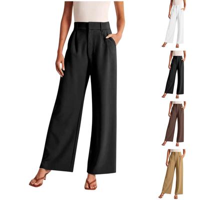 Casual Fit Wide Leg Pants Women's Casual Wide Leg High Waist Straight Leg Trousers Women's Trousers Suit Pleated High Waist Pants