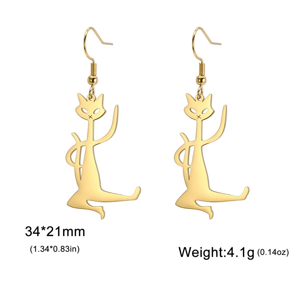 My Shape Cute Cat and Dog Dangle Earrings for Women Girls Stainless Steel Lovely Kitten Animal Drop Earring Fashion Jewelry Gift