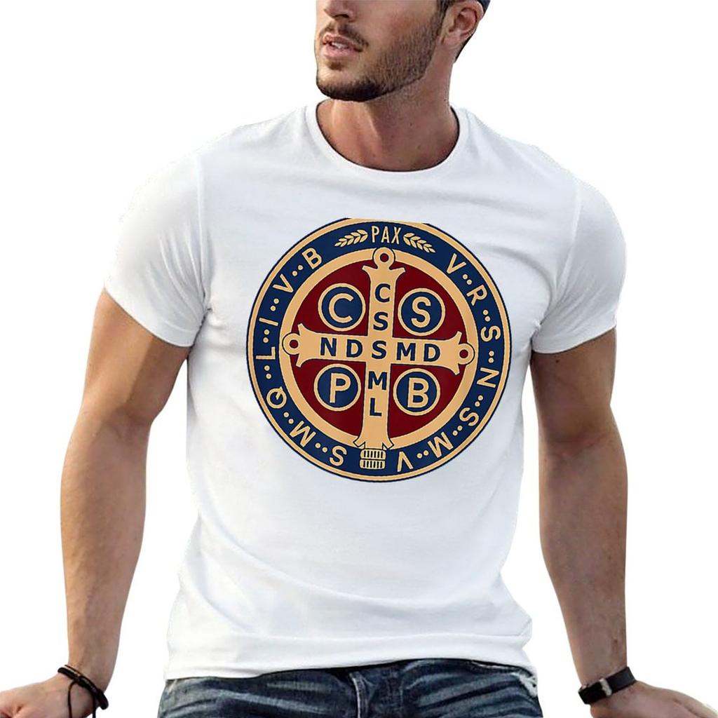 Η Μετάλλιο Αγίου Βενέδικτου Καθολικό T-Shirt Μεγάλο Μέγεθος Άνετη Εφαρμογή T-shirt