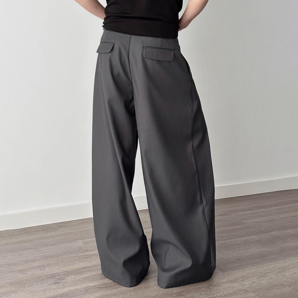 Men's Wide Leg A-line Casual Trousers Floor Length Dress Pants