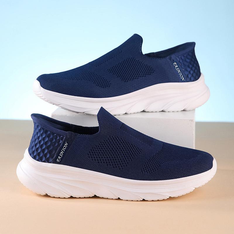 Spring casual sports running shoes soft-soled lazy shoes fly-woven breathable one-pedal mesh shoes