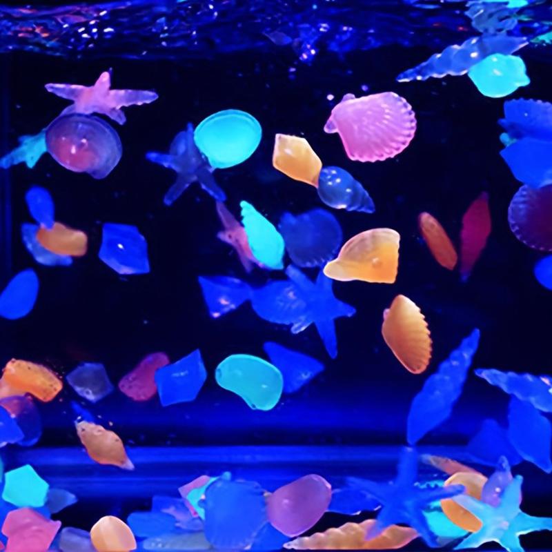 100Pcs/Pack Marine Luminous Stones Colorful Stones Simulating Shell Starfish Fish Tank Pebbles Fairy Garden Yard Ornaments