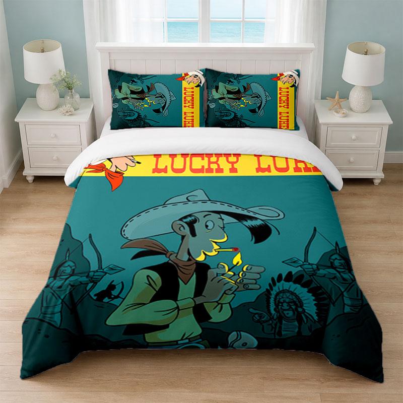 Lucky Luke Bedroom 3Pcs Bedding Set Soft Bed Sheet Pillowcases Home Bedding Decoration