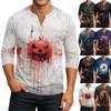 Men's Button-Down Contrast Raglan 3/4 Sleeve Top