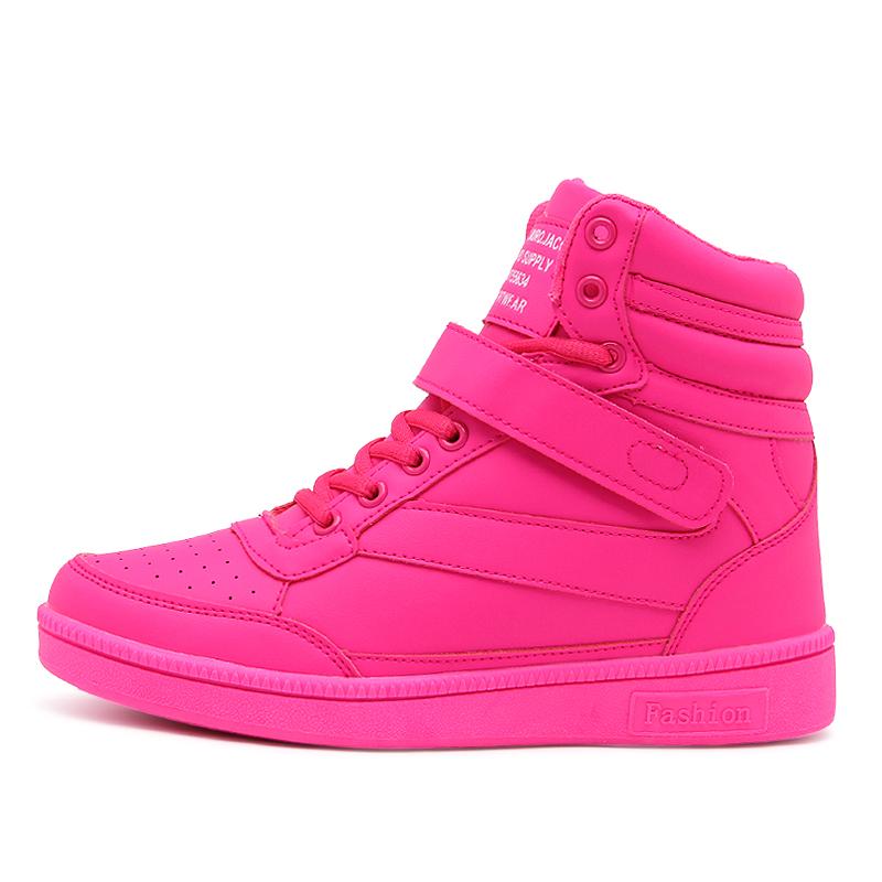 Womens Breathable High Top Skateboard Shoes Casual Non-slip Sport Shoes Ladies Platform Hidden Increasing Leather Sneakers