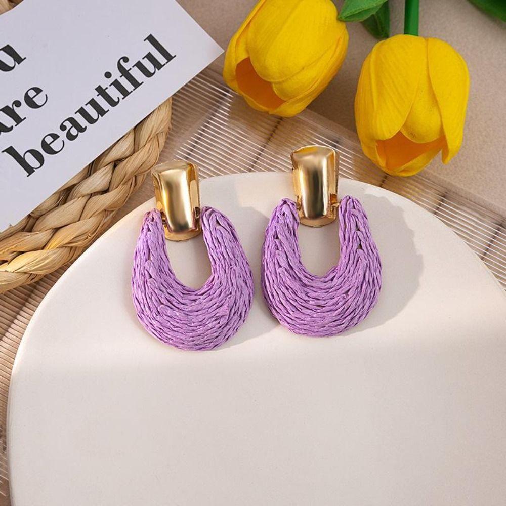 Scalloped Earrings Beach Tassel Earring Colorful Hollow Round Earrings Ethnic Style Earring  Women