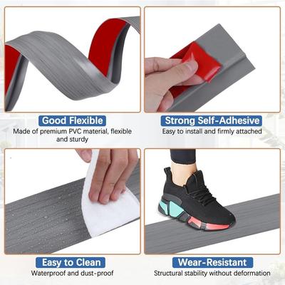 Durable Carpet To Tile Floor Transition Strip Self Adhesive Wear-resistant Threshold Ramp Cuttable PVC Edging Trim Household