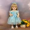 55cm Vollvinylkörper Simulation Reborn Puppen Betty Hübsche Prinzessin Mädchen Babypuppe mit Langhaar Braun Gold Farbe Optional Niedliche Wiedergeburtspuppen für Kinder