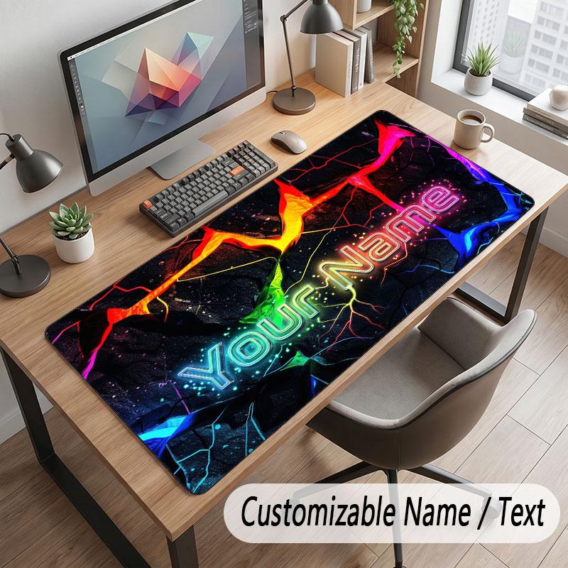 City Cyberpunk Theme Customized Mouse Pad Personalized Print Name Text Desk Mat For Home Office Table Decor