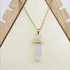 Crystal Agate Hexagonal Pendant Necklace with Gold Alloy Chain and Adjustable Extension