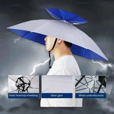 1 Stück Silber Doppelschicht Kopf tragende Regenschirmkappe, Outdoor Faltbarer Regenschirm für Männer und Frauen Outdoor Werkzeuge