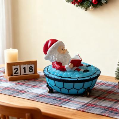 Yousheng Christmas Santa Bubble Bath Lamp Reading Book Santa Claus LED Night Light Home Office Holiday Party Desktop Decoration Book Lover Gift