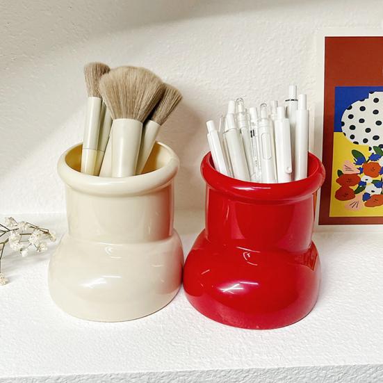 Cute Boot-Shaped Storage Box Large Capacity Organizer For Makeup Brushes Pens Decorative