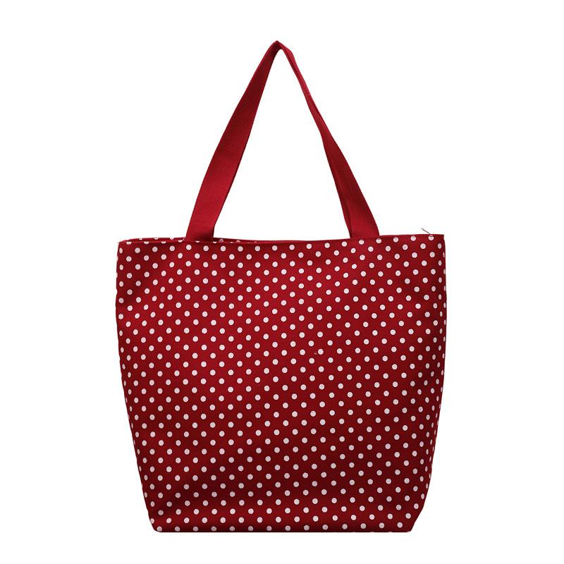 

Large Capacity Polka Dot Shoulder Bag Student Commuter Tote Bag красный