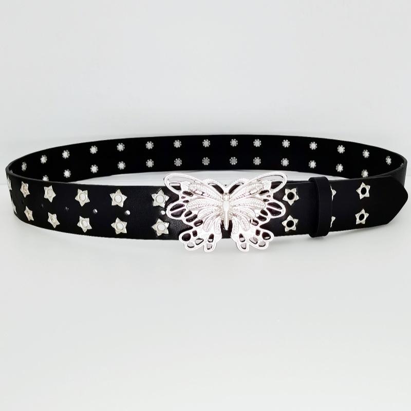 

Punk Style Student Butterfly Buckle Star Air Eye Belt, Decorative Belt Lady 108Cm long