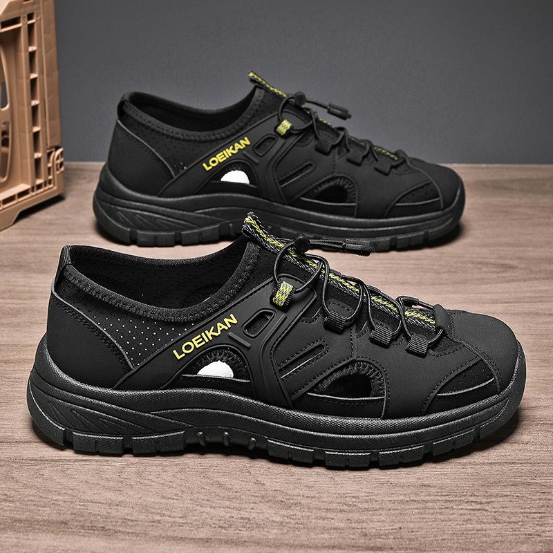 

Сандалии мужские летние новые универсальные повседневные нескользящие туфли с отверстиями спортивные пляжные уличные для ходьбы по воде сандалии с закрытым носком легкие 39 чёрный