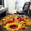 1PC Birds Sunflower Office Round Area Rug, Mat Suitable For Office, Under Office Chairs Bedroom Living Room Home Decor, Room Deco