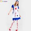Halloween Adult Dress Horror Bloody Maid Apron Witch Dress Stage Performance Costume
