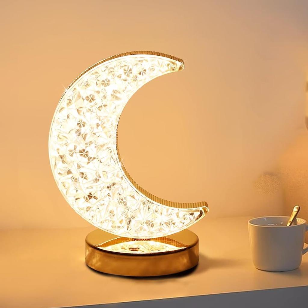Quarto 3-Color Touch Control Dimming Night Light Meninas Quarto Decoração de Casa Mesa de cabeceira LED Ambiente Lua Estrelas Atmosfera Lâmpada Quente