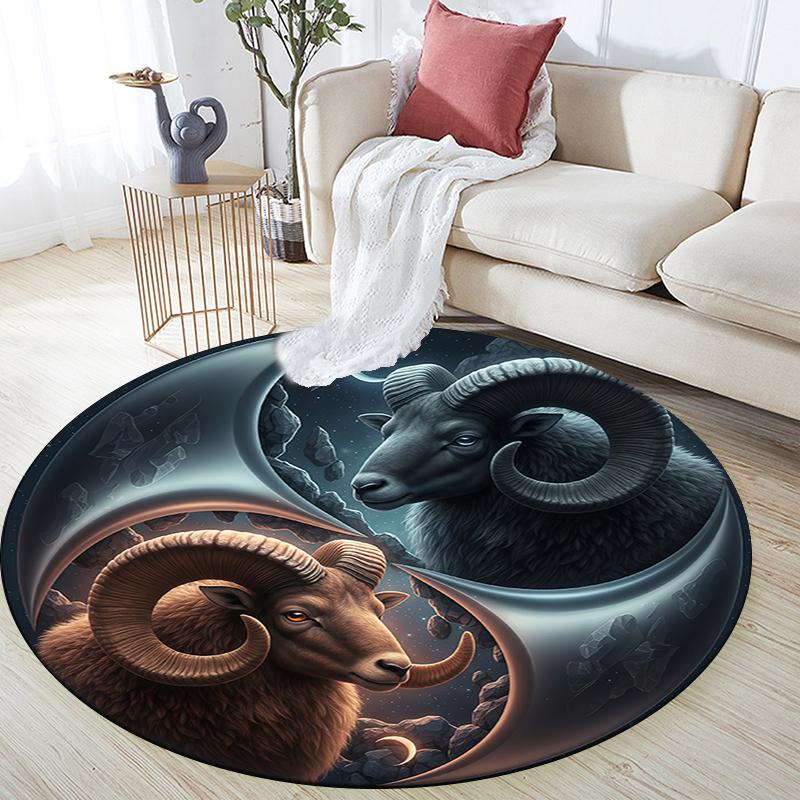 Cartoon Print Round Area Rug,Carpet Rug for Living Room Bedroom Sofa Playroom Decor,Non-slip Floor Mat