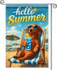 Summer Garden Ag Hello Summer Dog Sunglasses Beach Chair Pattern Polyester 12x18 Inches Garden Ags for Outside Fun Decor PPZ