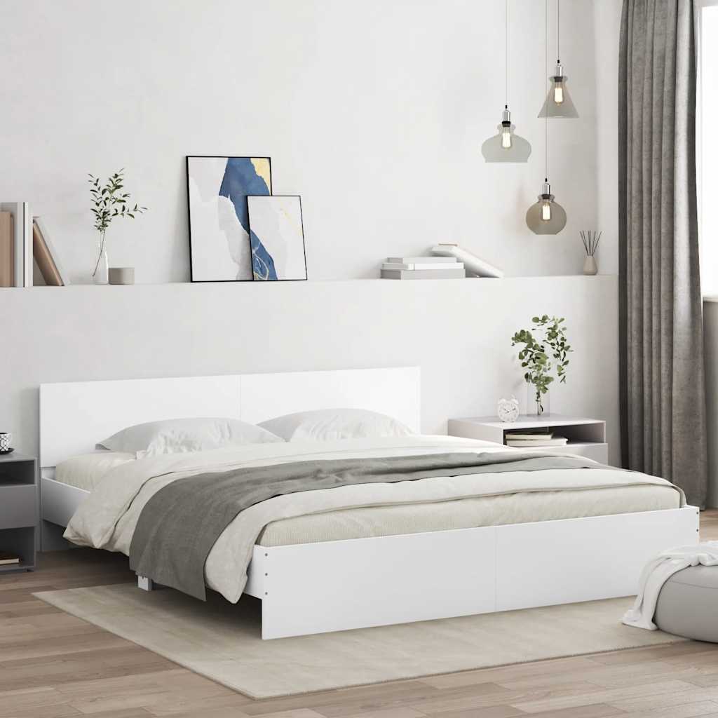 Bed Frame with Headboard White 180x200 cm