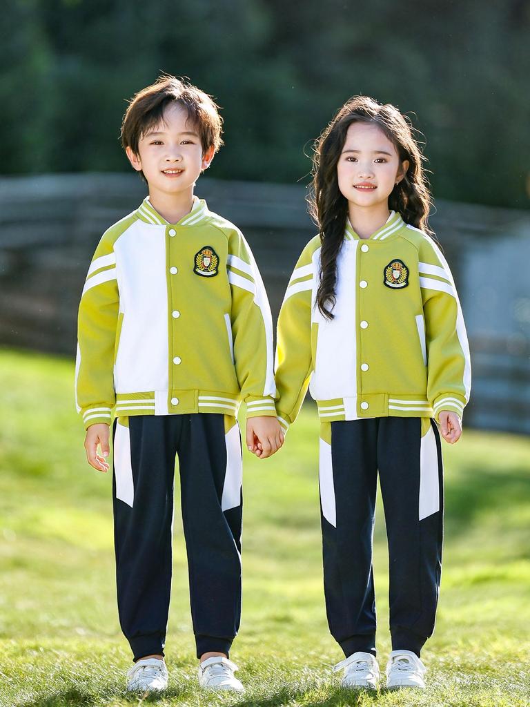 Gray and Wine Red Spring/Autumn Kindergarten & Elementary School Graduation Sports Uniform