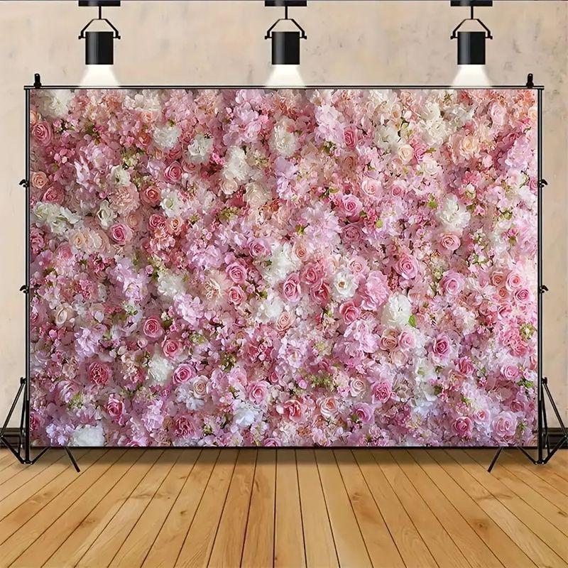 Pink Rose Flower Photo Backdrop Wall Tapestry Full Bloom Peony Carnation Floral Photography Background Romantic Bedroom