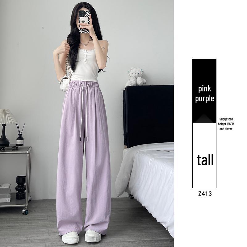 White Women's Wide-Leg Quick-Dry Ice Silk Pants