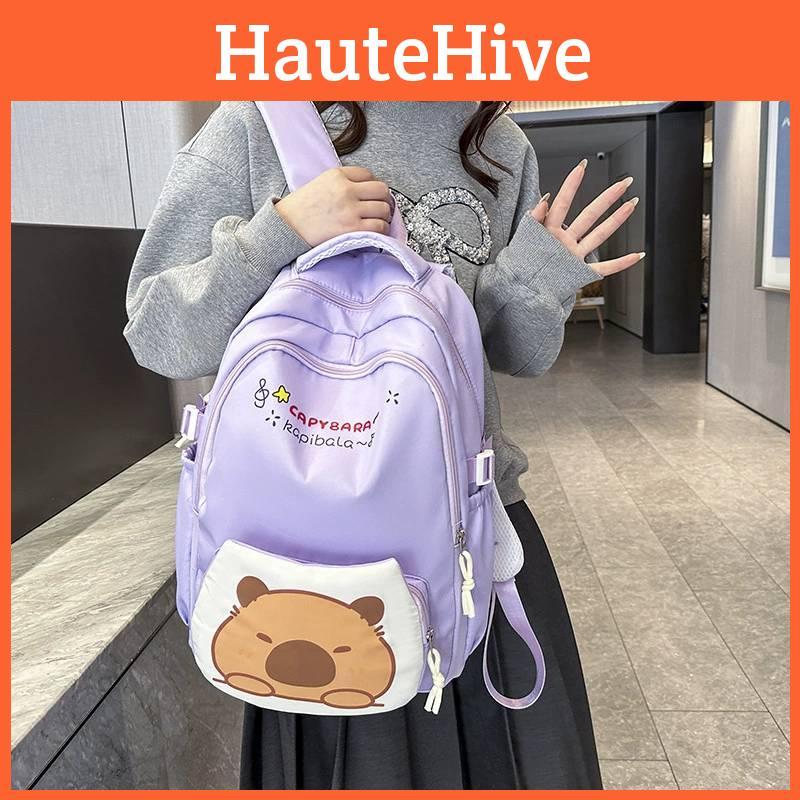 Fabric Capybara Oxford Backpack With Print Pattern And Durable Design For Kids