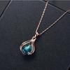 Fashion Geometric Rhinestone Necklace Earring Set Elegant Blue Teardrop Shaped Crystal Necklace Jewelry Women Luxurious Necklace