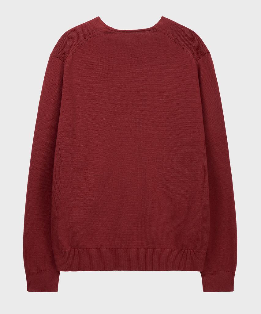 NOIRER Cashmere Cotton Deep V-Neck Knit (Red)