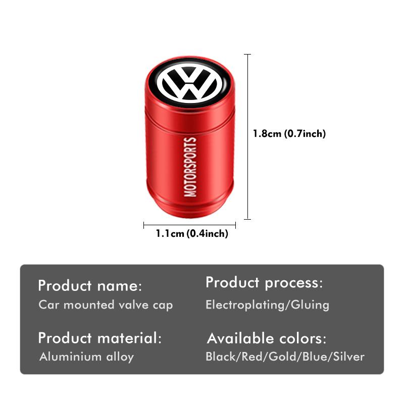 Valve Stems Caps 4pcs Car Wheel Tire Valve Caps Air Stem Covers Auto Parts For Volkswagen VW Scirocco Jetta Beetle Golf 4 5 6 Pa zr2