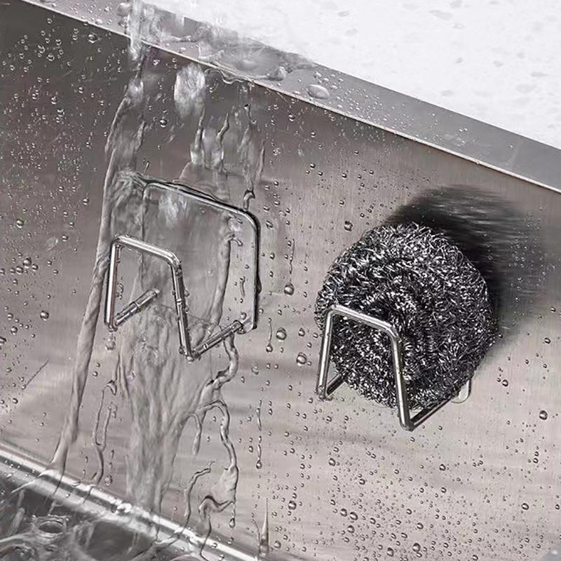 Schwammhalter aus Edelstahl für die Spüle, zum Abtropfen von Schwämmen, Stahldrahtkugeln, Paste für die Innenwand der Spüle, Küchenbedarf