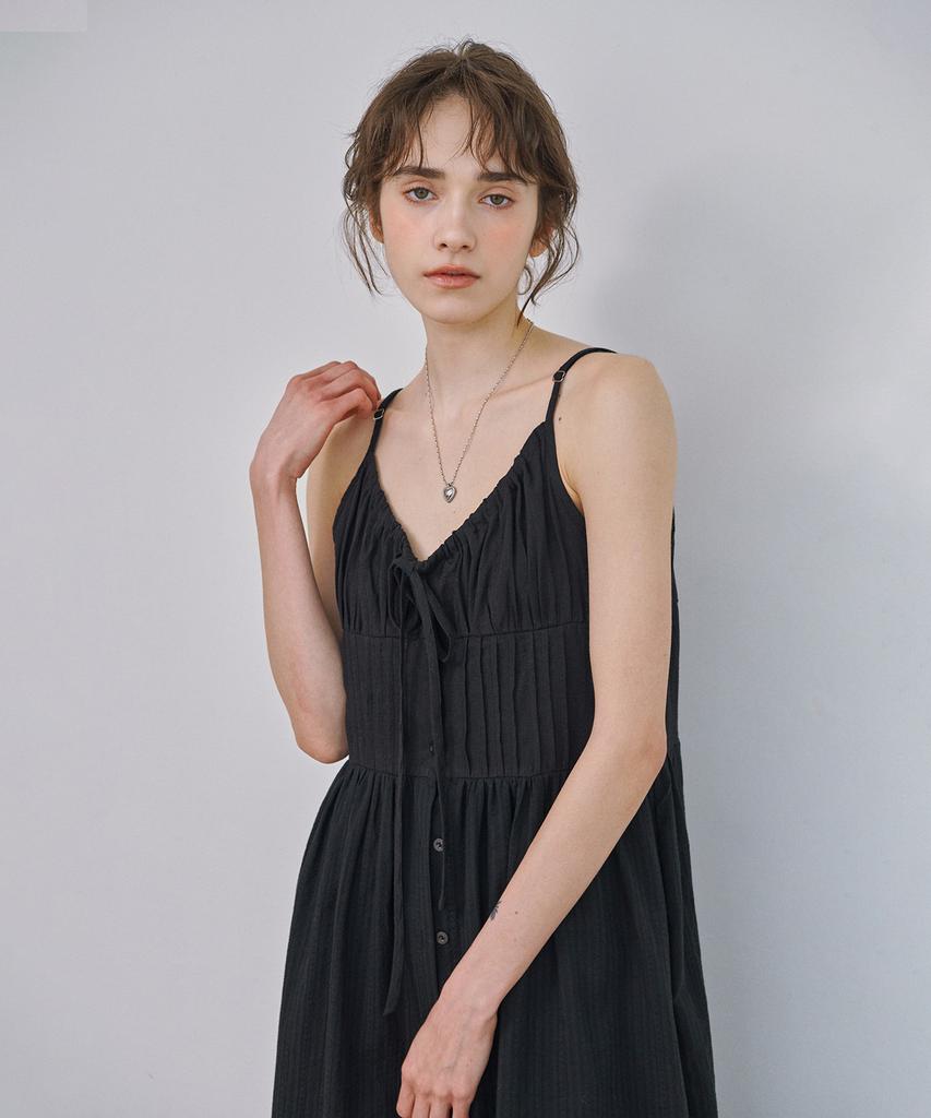 MARROT Pintuck Shirred Dress_Black