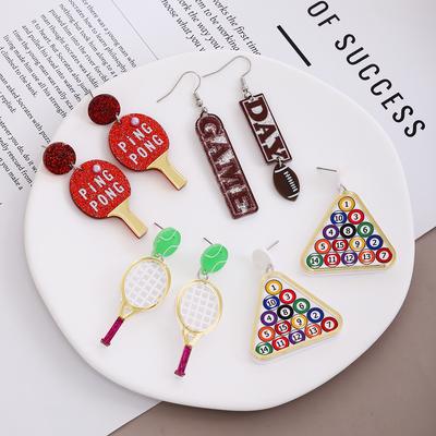 Creative Cartoon Earrings Premium Sense Baseball Tennis Fashion Ball Earrings Sports Style Splicing Earrings