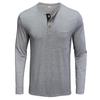 Herren Europäisches & Amerikanisches Langarm Rundhals Henley T-Shirt