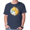 Unisex Crew Neck T-Shirt Sun Moon Kitten Graphic Short Sleeve Casual Tee